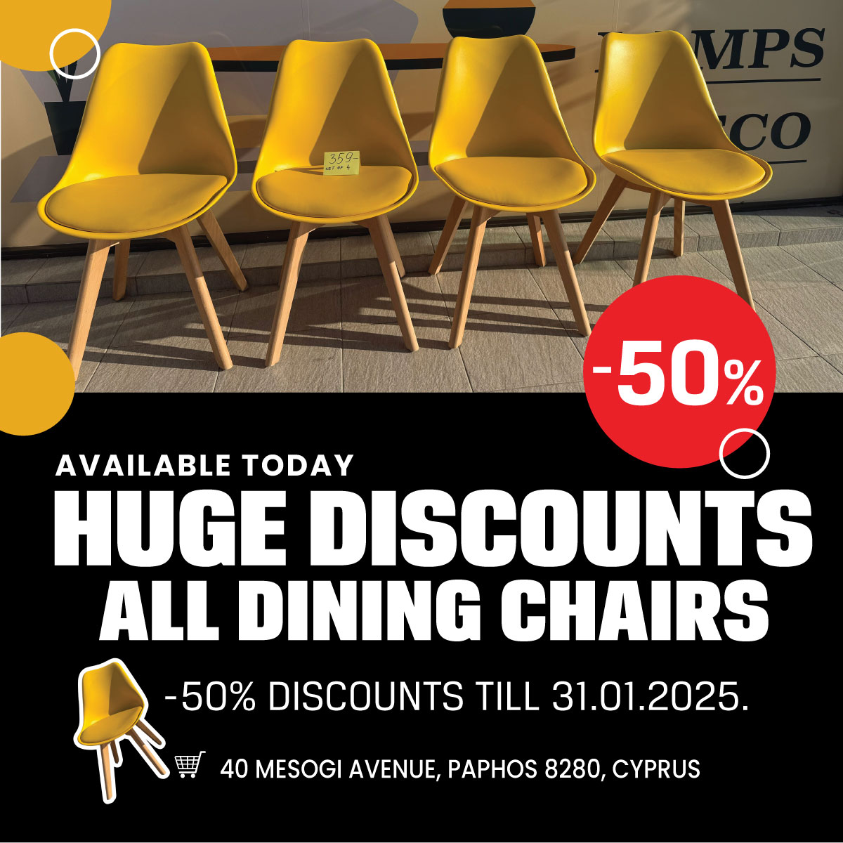 50% OFF ALL CHAIRS