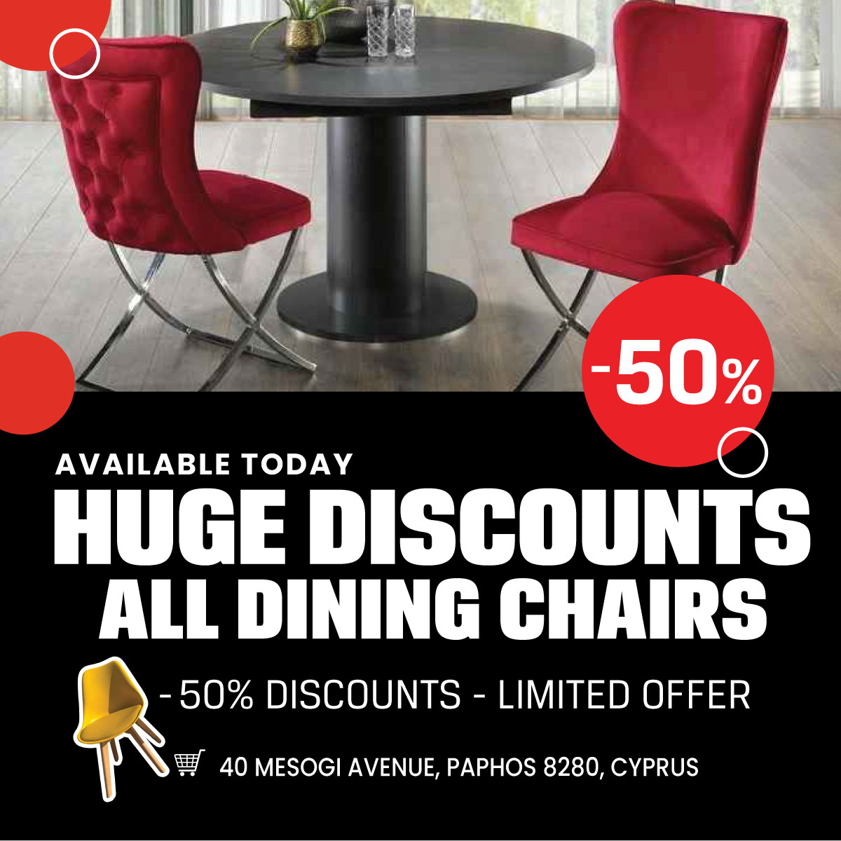 50% OFF ALL CHAIRS