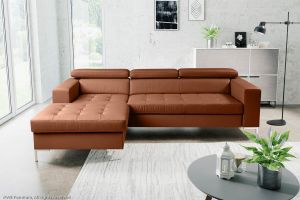 Leather corner sofa - Rico (Pull-out bed with storage box)