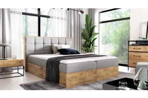 Boxspring bed 160x200 - Wood (With storage box)