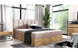 Boxspring bed 160x200 - Wood (With storage box)