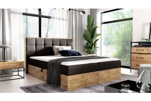 Boxspring bed 160x200 - Wood (With storage box)